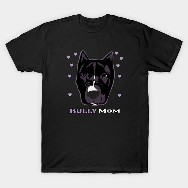 Bully Mom Valentines Day American Bulldog Purple Hearts T-Shirt by FruitflyPie